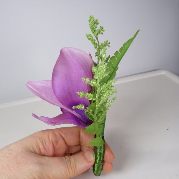 Purple Orchid Faux Floral Corsage or tiny floral arrangement 7x4 #2 - Picture 6 of 9